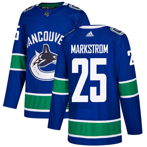 Adidas Vancouver Canucks 25 Jacob Markstrom Blue Home Authentic Youth Stitched NHL Jersey